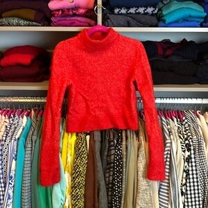 H&M red 32% wool long sleeve sweater size S
